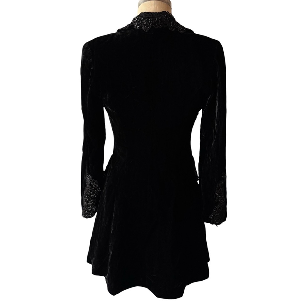 Vintage 1993 Anna Sui Black Velvet Beaded Edwardian Frock Coat - Picture 9 of 14